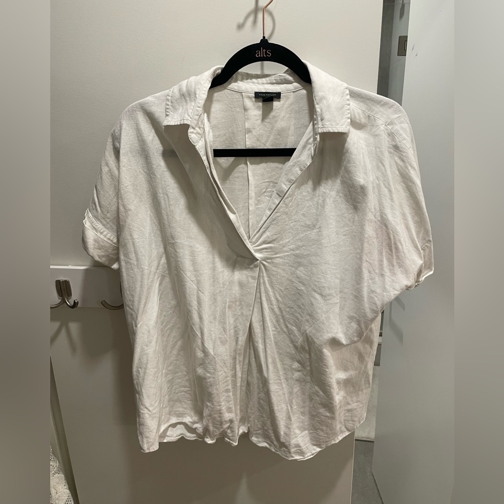Ann Taylor Casual White Men's Button Down Shirt